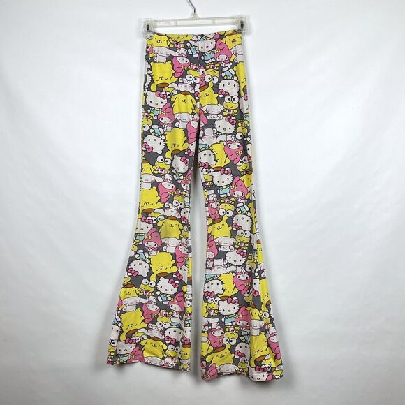 Hello Kitty & Friends Sanrio Characters Flare Yoga Leggings Gray Pants - READ! - Picture 1 of 13